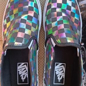 Vans Multicolor Checkered Slip-On Shoes Womens Size 8.5. Worn once.